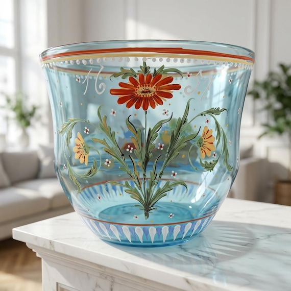 Venetian Style Hand Blown Glass Centerpiece Bowl – Renaissance Couple in Rowboat