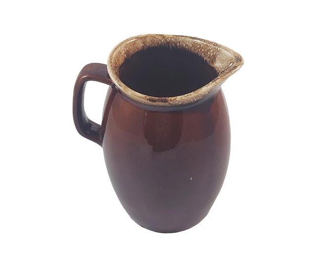 Brown Ceramic Jug with Glossy Drip Glaze Finish Handmade by Hull Pottery