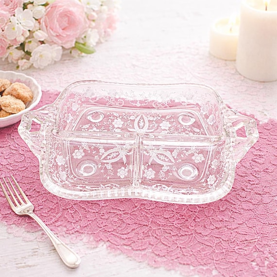 Viking Prelude Divided Relish Dish – Mid Century Laurel Etched USA