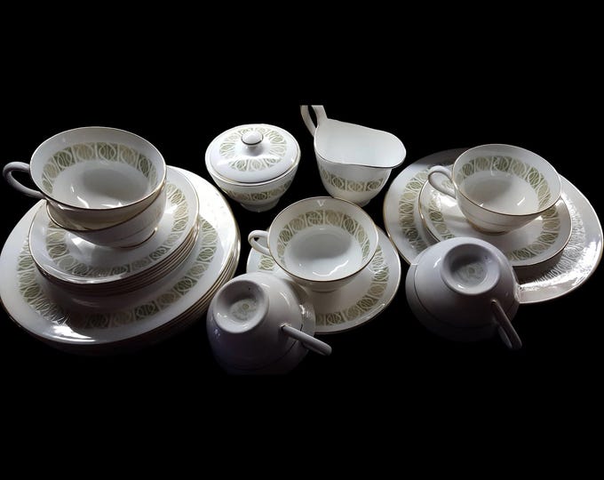 Tuscan Contessa 21-Piece Set of Tea Cups & Saucers, Creamer, Sugar Bowl and Side Plates