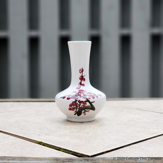 Japanese Cherry Blossom Ceramic Bud Vase for Modern Home Decor Gifts