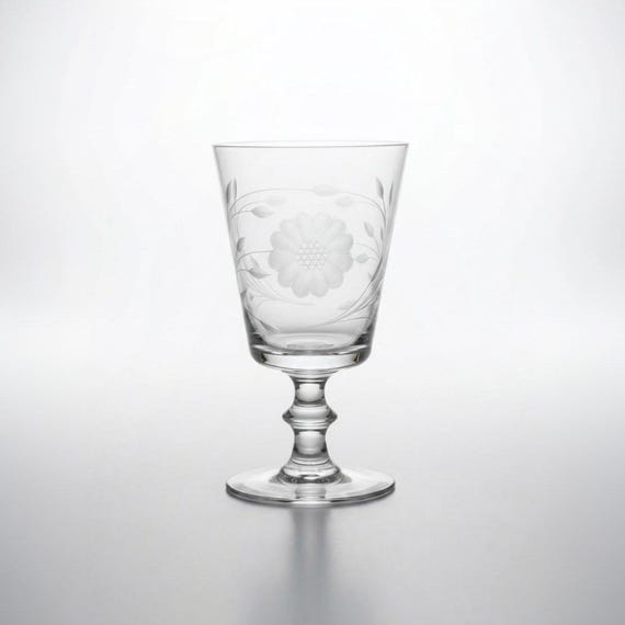 Hughes Cornflower Wafer Stem Water Goblet Vintage Cut Crystal Canada