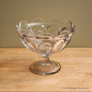 Antique EAPG Loop-Design Pedestal Compote – Pressed Glass Centerpiece, c.1870s