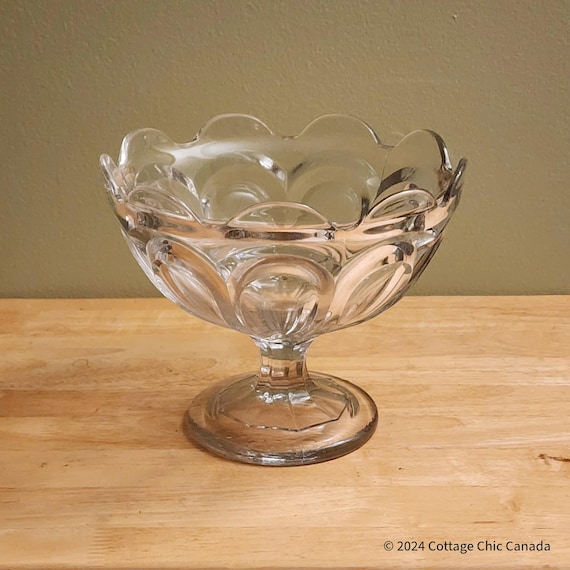 Antique EAPG Loop-Design Pedestal Compote – Pressed Glass Centerpiece, c.1870s