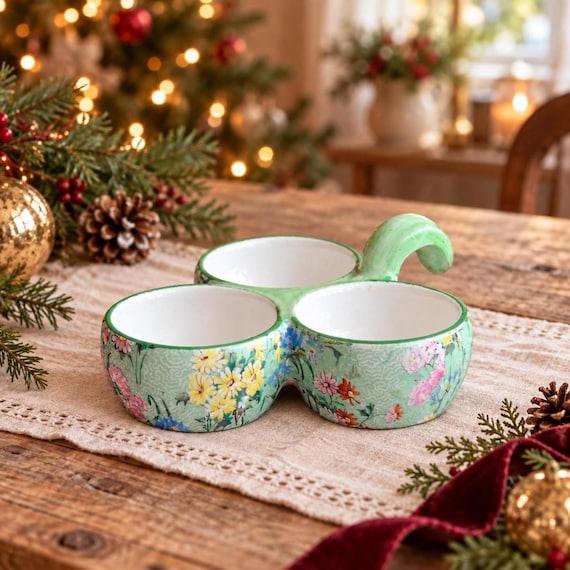 Shelley Melody Bone China Cruet Stand Base, Vintage Floral Green Trim Replacement, Trinket Dish
