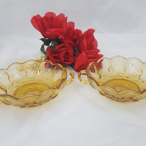 Fairfield Amber Schüssel mit zwei Griffen von Anchor Hocking, Mid Century Modern, 2er-Set