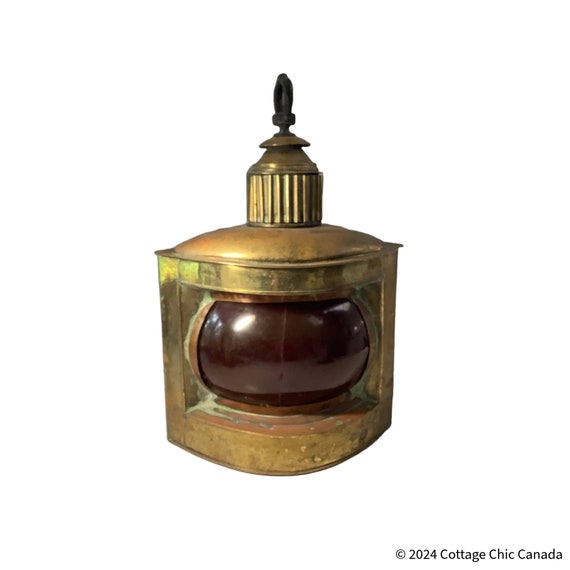 Antique Brass Red Light Ship Port Lantern, 50.8 cm (20")