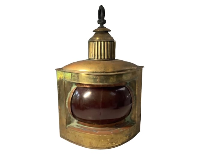 Antique Brass Red Light Ship Port Lantern, 20" h