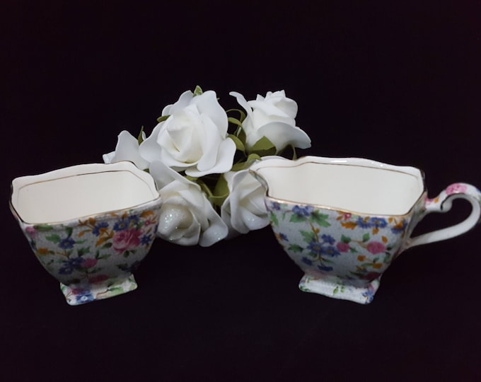 Royal Winton Grimwades Old Cottage Chintz Tea Creamer and Sugar Bowl Set