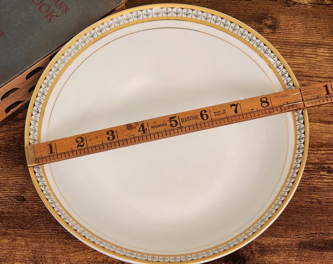 Adeline Fine Porcelain 9" Round Vegetable Bowl - Art Deco Gold Bands and Floral Accents