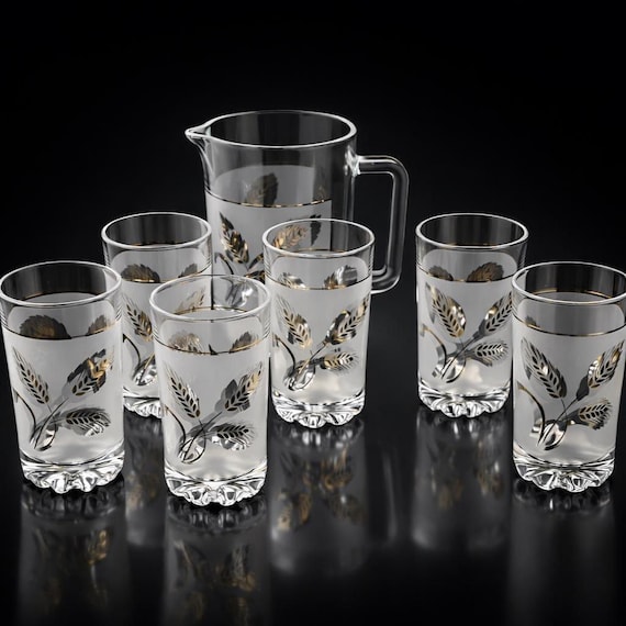 Covetro Gold Wheat Lemonade Pitcher and Glasses Set Made in Italy