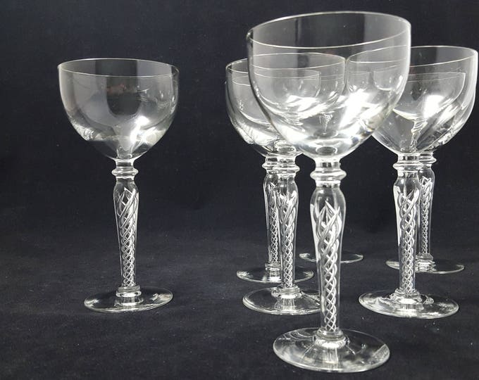 Blefeld Crystal Swirlette Wine Glasses with Air Twist Stems, Set of 7