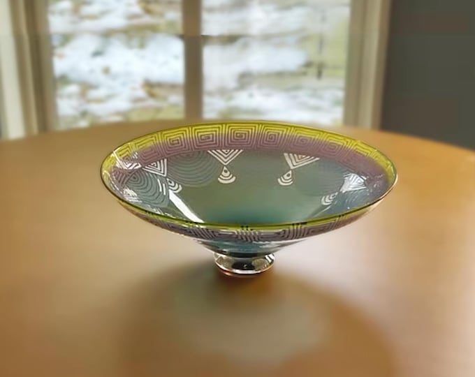 Cheryl Takacs Art Deco Art Glass Centerpiece Bowl