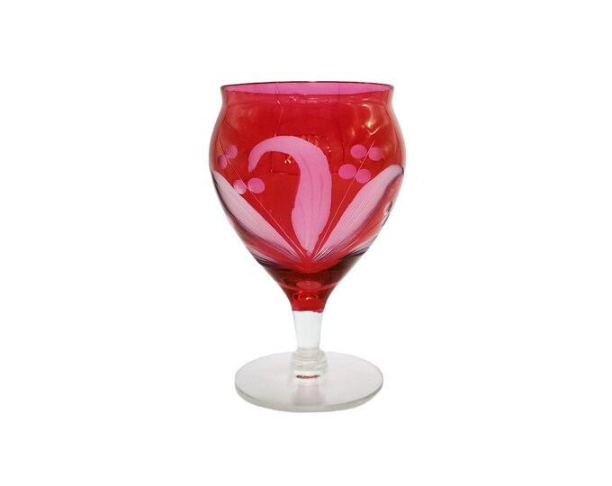 Cranberry Glass Candy Jar - Vintage Mid Century Home Decor