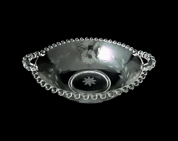 Hughes Cornflower Etched Glass Bowl – Imperial Candlewick, 8" Vintage