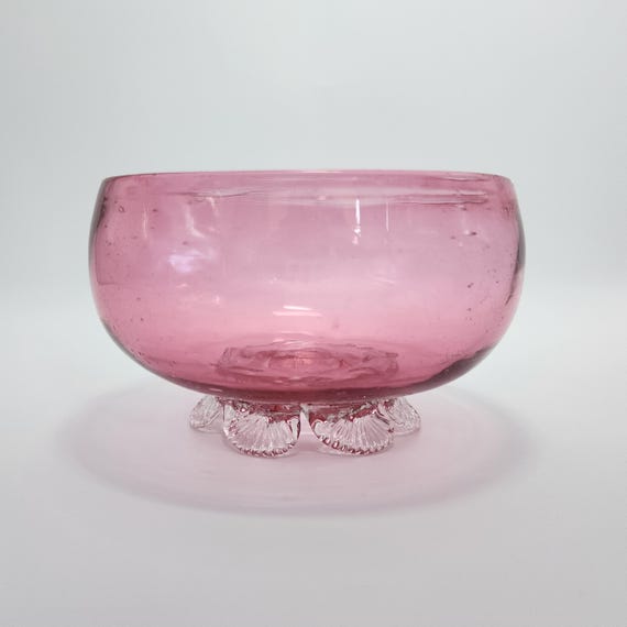 Victorian Cranberry Glass Candy Bowl Dish for Vintage Shabby Chic Home Decor or Gifts