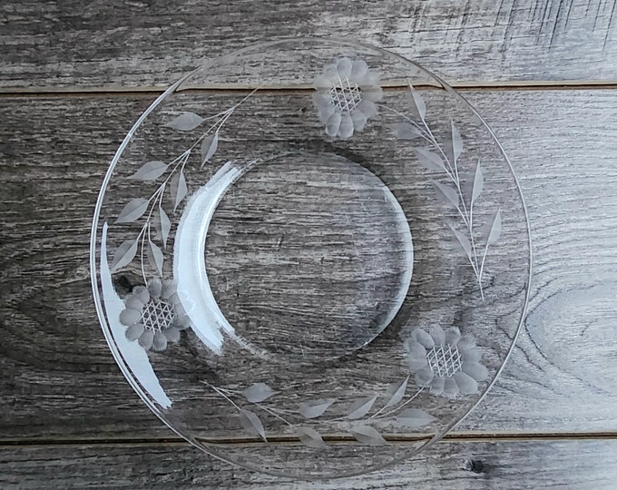 Hughes Cornflower Etched Glass Salad Plate