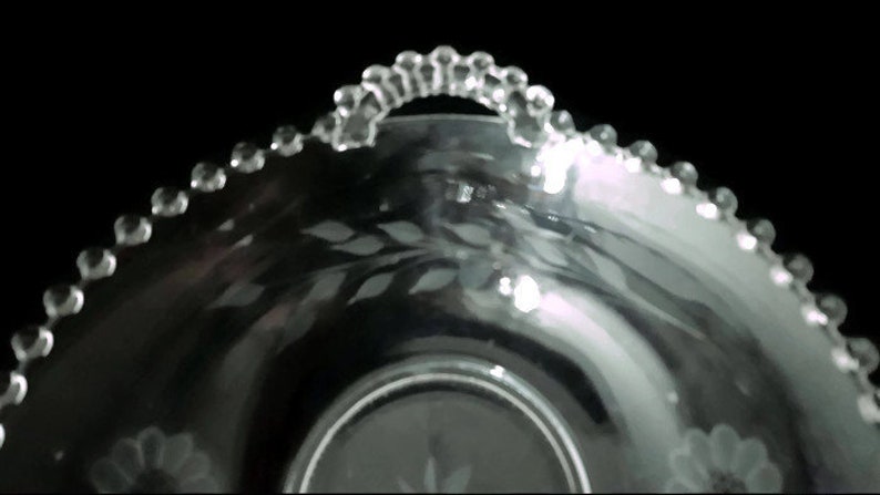 c.1930/'s-70/'s Hughes Cornflower Crystal Bowl 2-Handled Imperial Glass Co. 8 Hughes Cornflower Candlewick Serving Bowl