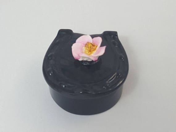 Coalport Horseshoe Pill Box! Pretty Ceramic Trink… - image 5