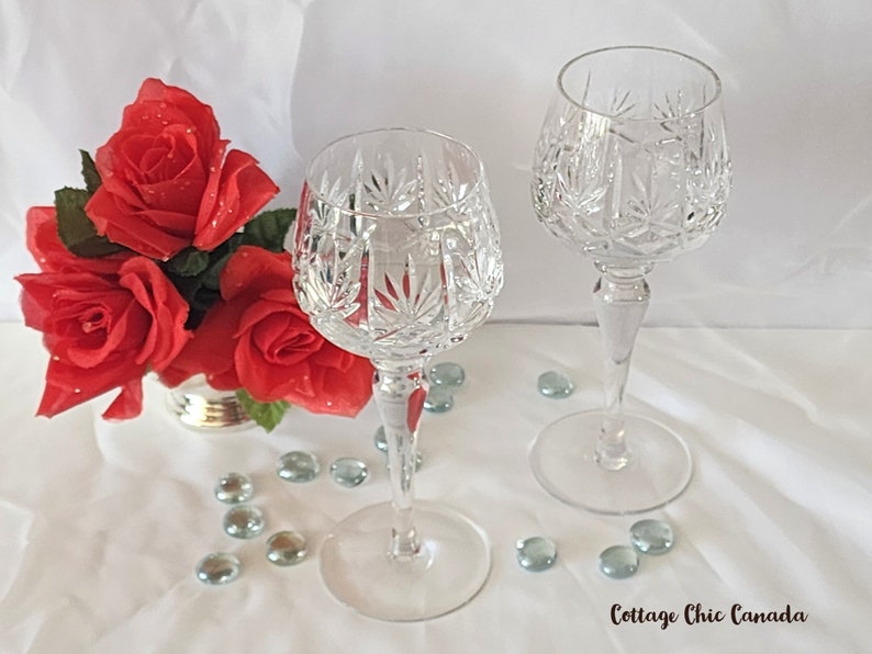 Elegant Hock Wine Glasses Vintage 80's Crystal Glassware image 6