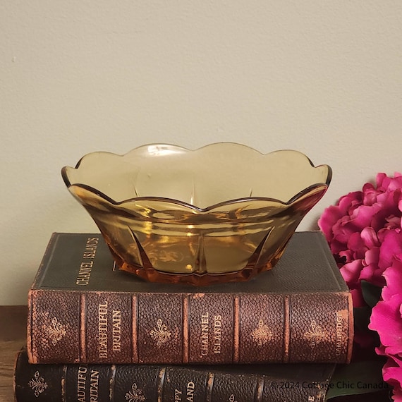 Vintage Anchor Hocking Amber Serving Bowl – Swedish Modern Mid Century USA