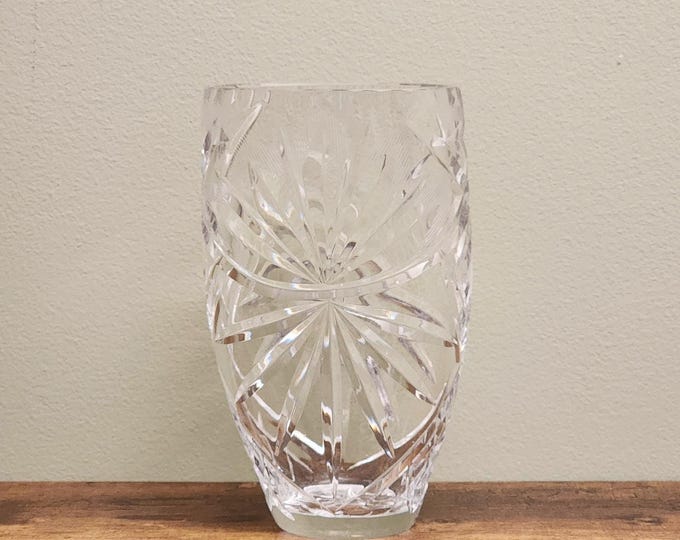 Czech Bohemian Fine Brilliant Cut Vase, Elegant Home Decor, 24% Lead Crystal