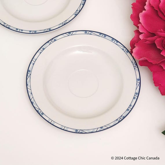 Pair of Laura Ashley Sophia Saucers – Classic Shabby Chic Blue Floral China