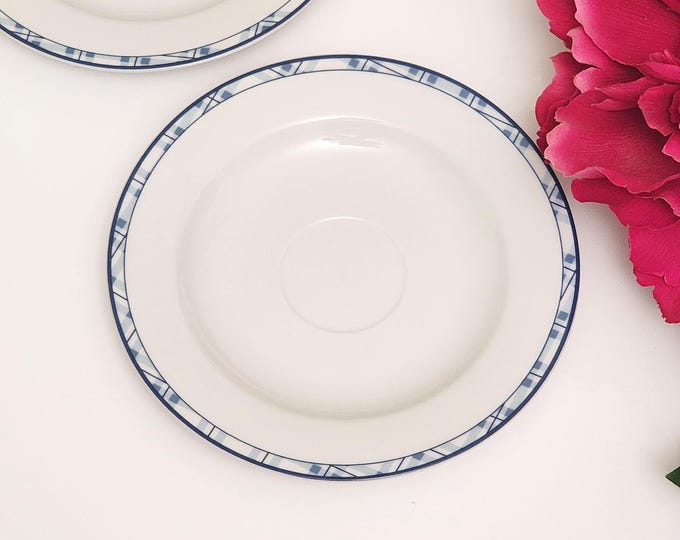 Pair of Laura Ashley Sophia Saucers – Classic Shabby Chic Blue Floral China