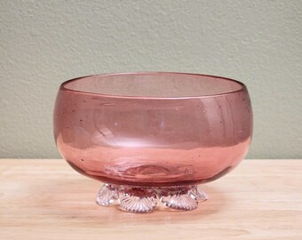 Victorian Cranberry Glass Candy Bowl Dish for Vintage Shabby Chic Home Decor or Gifts