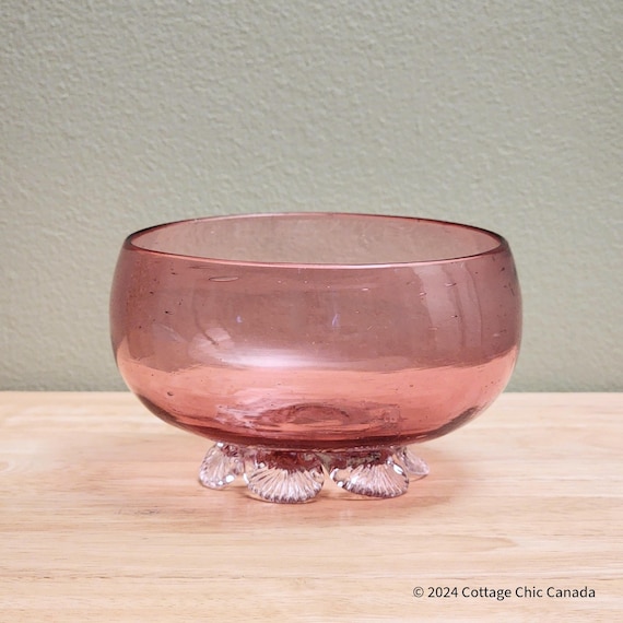 Victorian Cranberry Glass Candy Bowl Dish for Vintage Shabby Chic Home Decor or Gifts