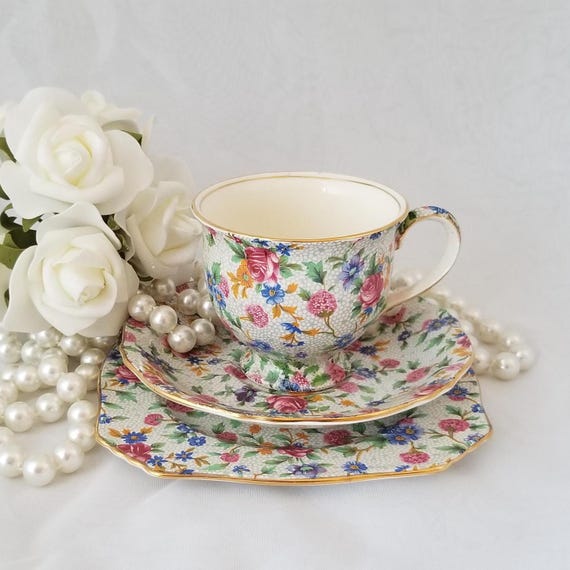 Royal Winton Old Cottage Chintz Trio – Vintage Grimwades Ascot
