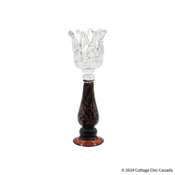 Lattice Art Glass Candleholder – Vintage 1990s Home Decor