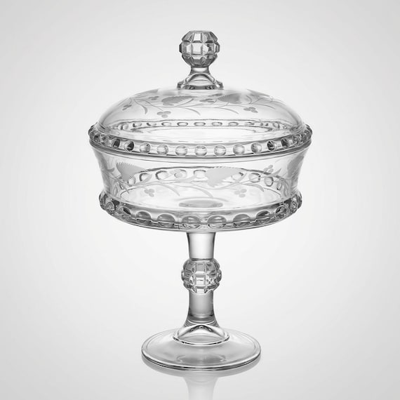 U.S. Glass Company Dakota Tall Covered Pedestal Compote – Victorian EAPG, circa 1890–1910