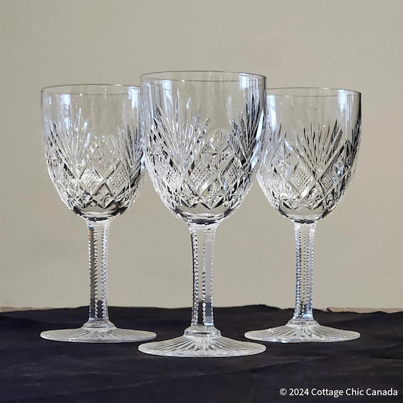 St Louis Gavarni Wine Glasses – Elegant Antique French Fine Crystal Set of 3