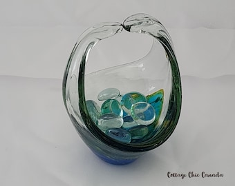 Mdina Art Glass Basket! Pretty Mini Basket in the Style of Italian Art Glass!