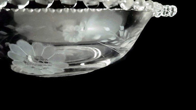 c.1930/'s-70/'s Hughes Cornflower Crystal Bowl 2-Handled Imperial Glass Co. 8 Hughes Cornflower Candlewick Serving Bowl