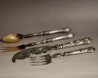 Art Nouveau Antique Silver Plate Cake Server Set