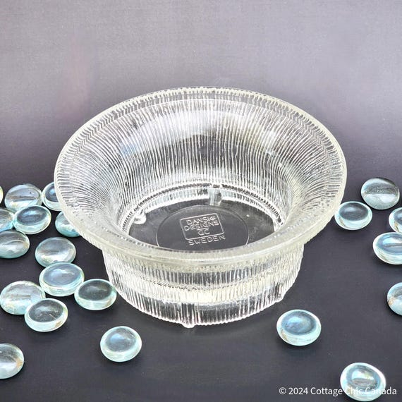 Vintage Scandinavian Dansk Glass Rose Bowl Vase