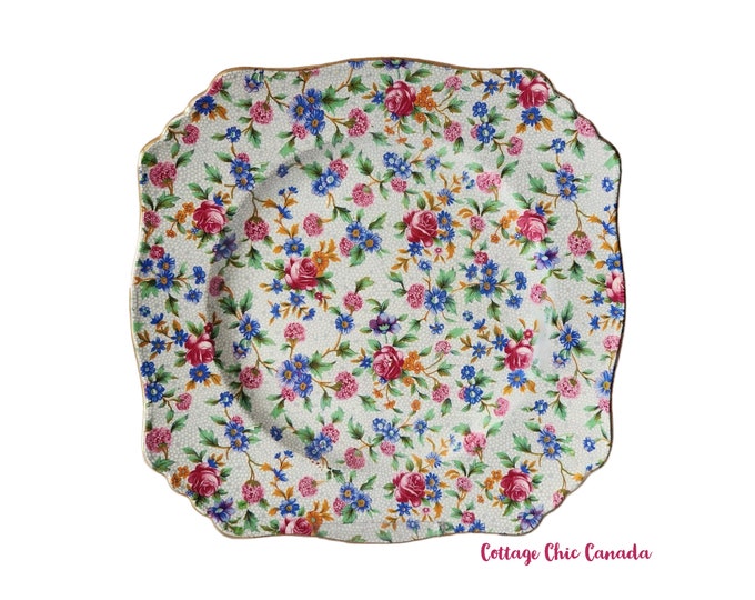 Royal Winton Grimwades Old Cottage Chintz Square Luncheon Plate