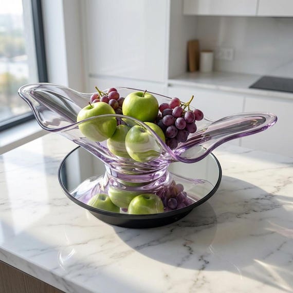 Mid Century Scandinavian Inspired Art Glass Bowl – Lavender Freeform Design Europe