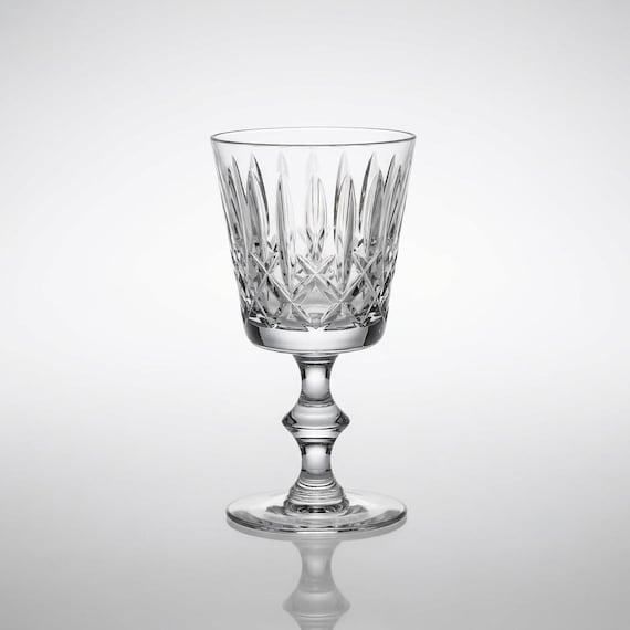 Vintage Lead Crystal Goblet Cross and Olive Cut Wine Glass 5 3/8 in