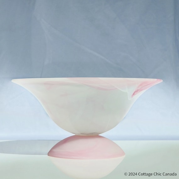 Vintage Cristalli D'Oggi Pink Glass Bowl Centerpiece Home Decor