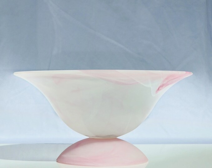 Vintage Cristalli D'Oggi Pink Glass Bowl Centerpiece Home Decor