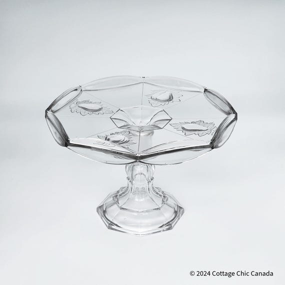 EAPG Victorian Baltimore Pear Cake Stand – Adams Gipsy Pedestal, Early American Pattern Glass 1870s