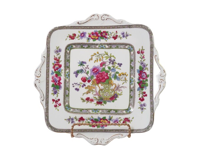 Paragon Tree of Kashmir Square Cake Plate, Fine Bone China, Made in England