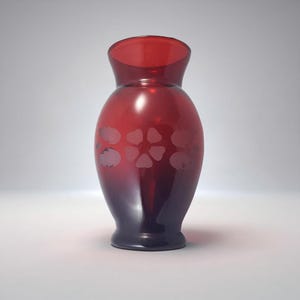 アンカーホッキング ルビーレッドガラス花瓶 – 1960年代ミッドセンチュリーヴィンテージホームデコレーションUSA