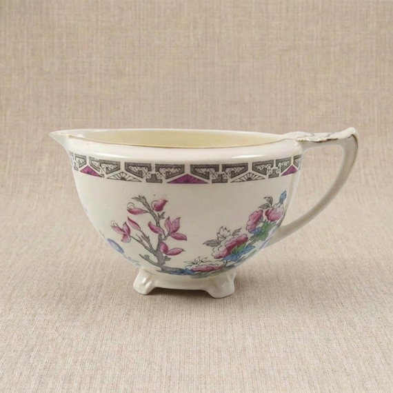 Antique J & G Meakin Indian Tree Creamer, English Floral Transferware, Art Deco, Rim Chip