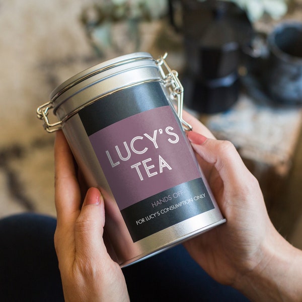 Personalised Name Tea Gift in Tin - Choice of 9 colours - Mothers Day | Birthday | Anniversary | New Job | Get Well Gift