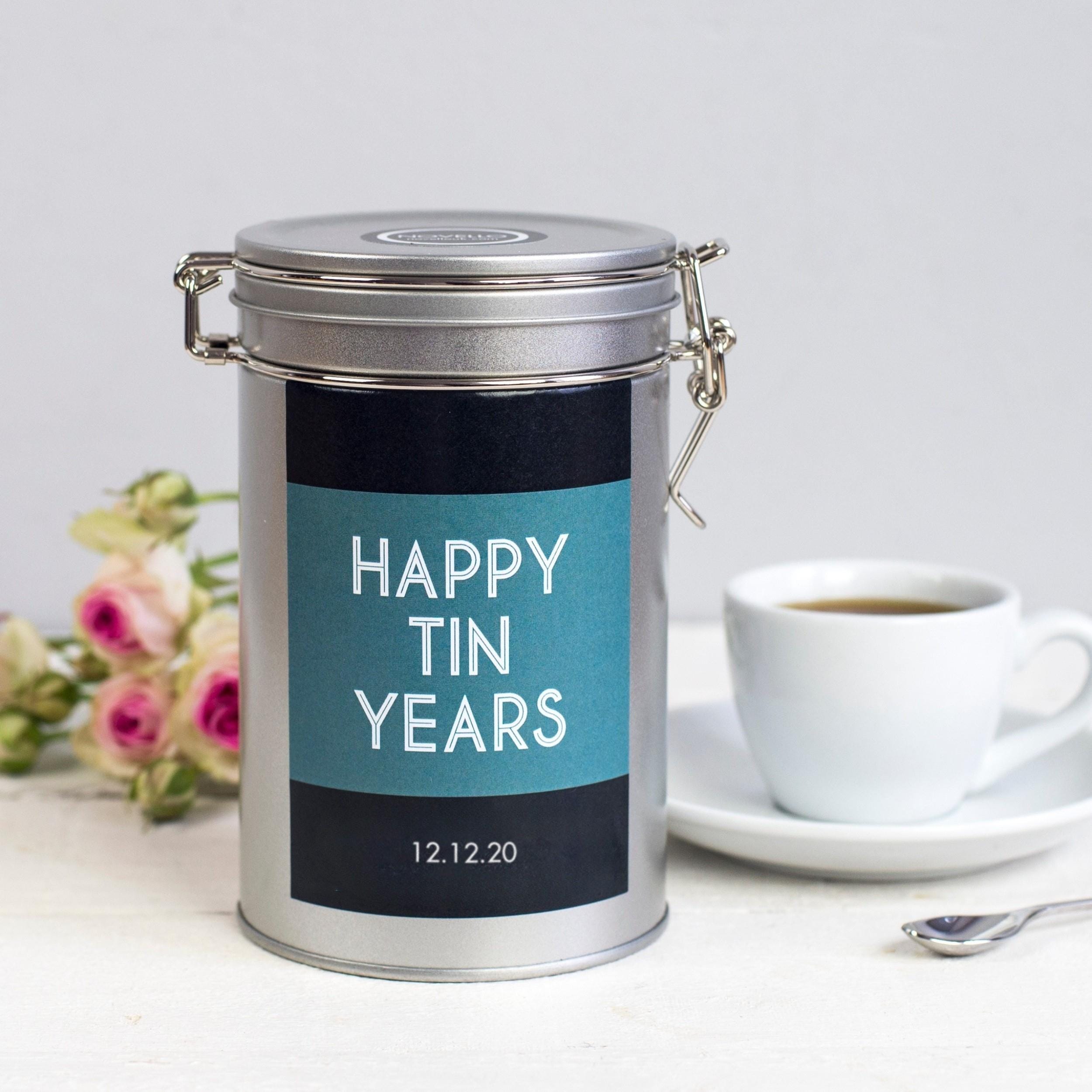 Personalised 10th Anniversary Tea Gift Tin | Clipper Tea Bags