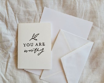 You Are Worthy |  Lino Print Greeting Cards - Set of 4